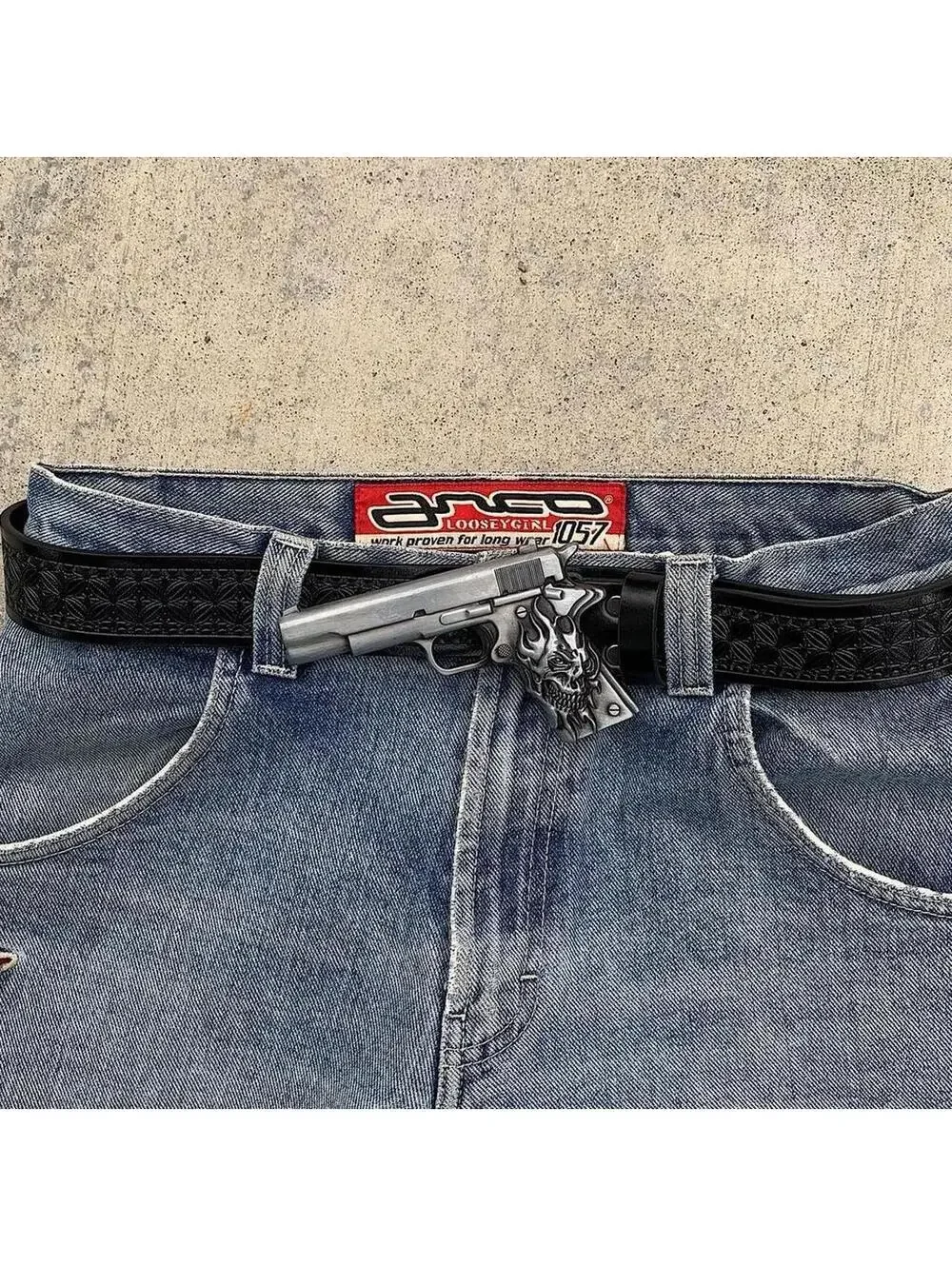 Grunge Punk Gun Skeleton Y2K 2000s style belt. 47 inches length